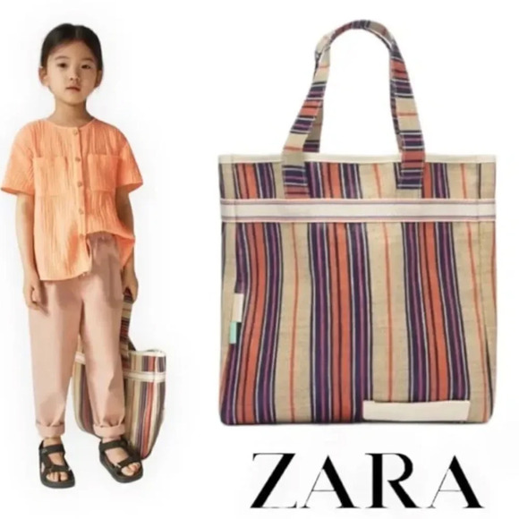 Zara Other - ZARA Kids | Orange | STRIPED FABRIC SHOPPER